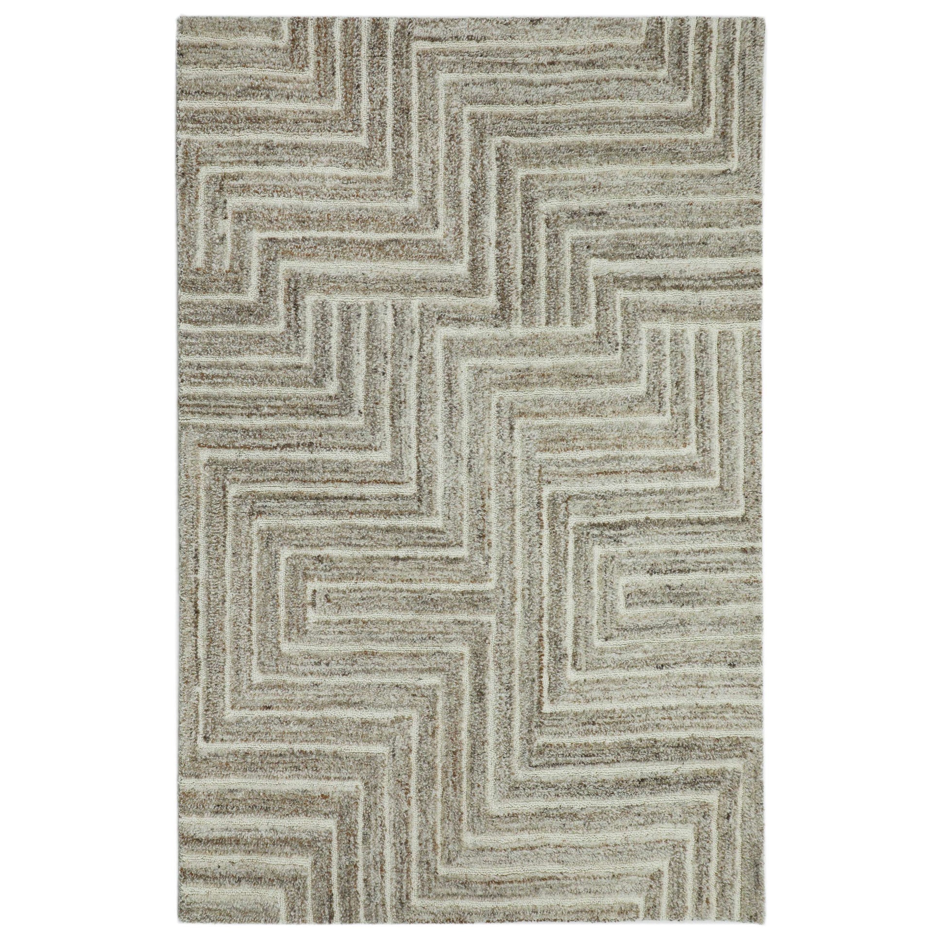 Obeetee Dunes 8 x 10 (ft) Tufted Wool Natural Rectangular Indoor Pet Friendly Area rug