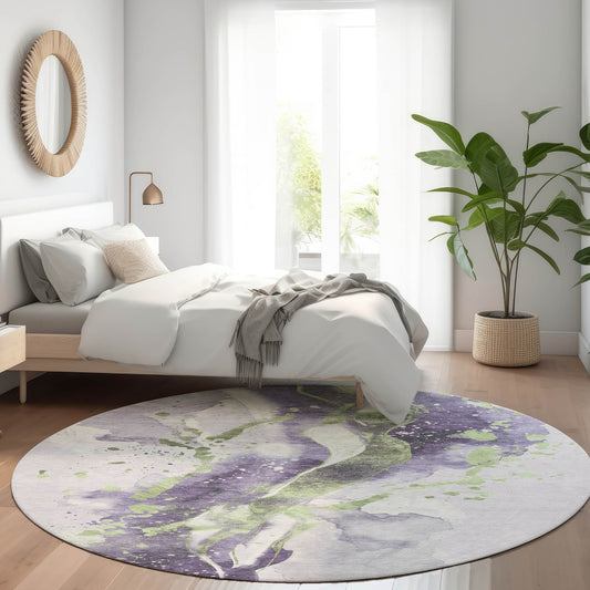 Addison Rugs Chantille ACN1526PP 8 x 8 (ft) Purple Round Indoor/Outdoor Geometric Machine washable Pet Friendly Area rug