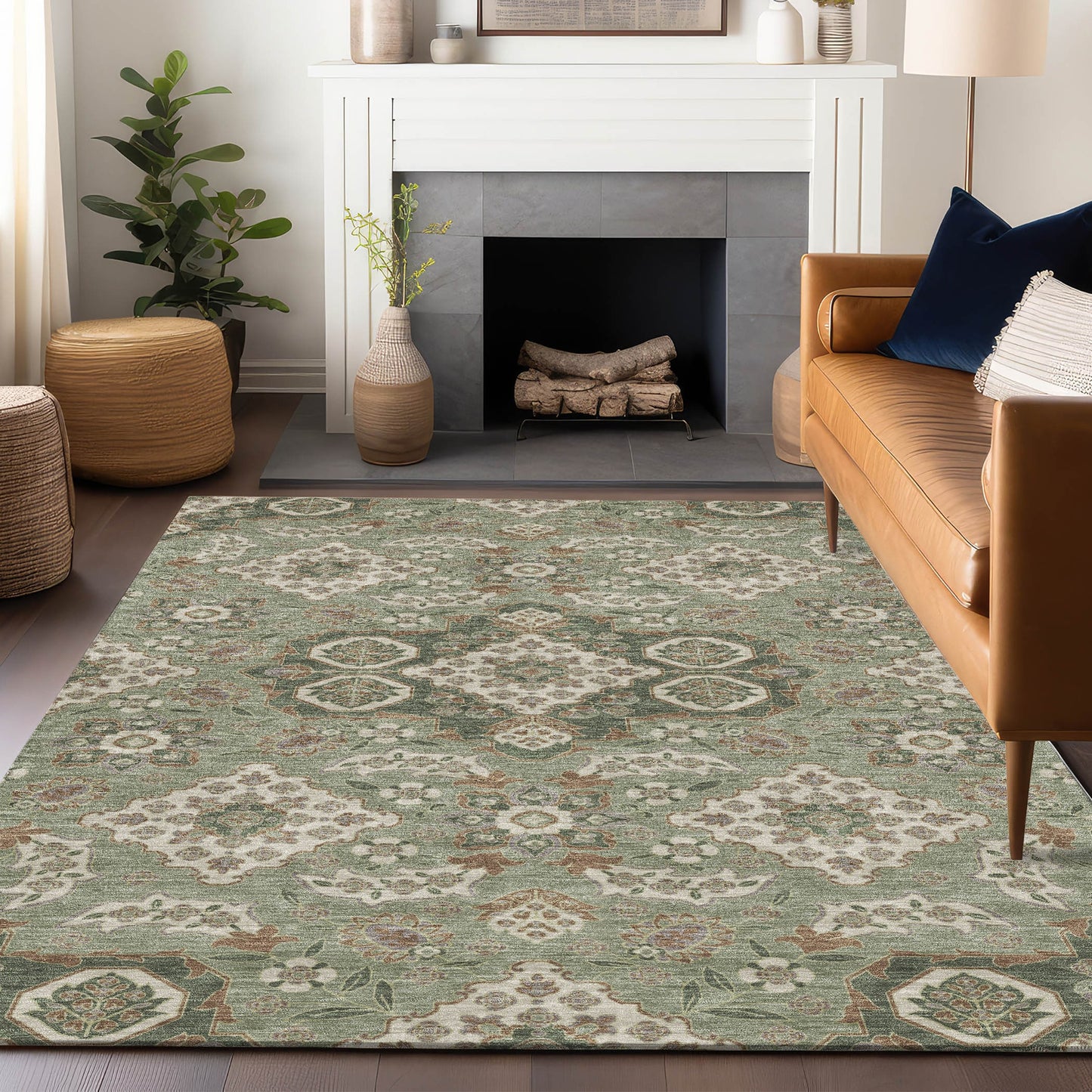 Addison Rugs Chantille ACN1853SA 8 x 10 (ft) Loomed Sage Rectangular Indoor/Outdoor Geometric Machine washable Pet Friendly Area rug