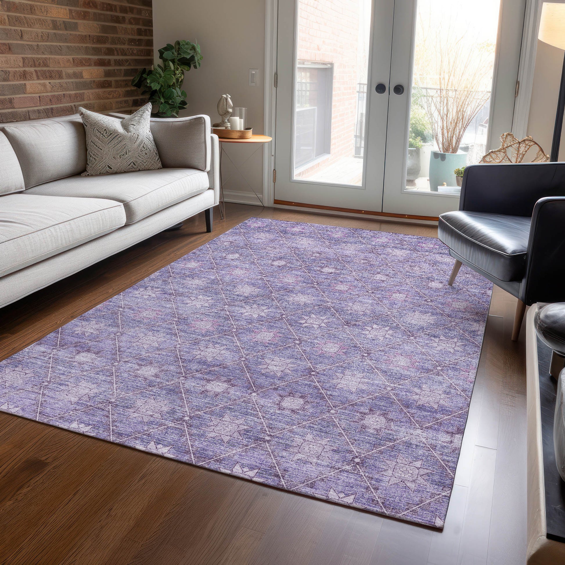 Addison Rugs Chantille ACN1858PP 8 x 10 (ft) Loomed Purple Rectangular Indoor/Outdoor Geometric Machine washable Pet Friendly Area rug