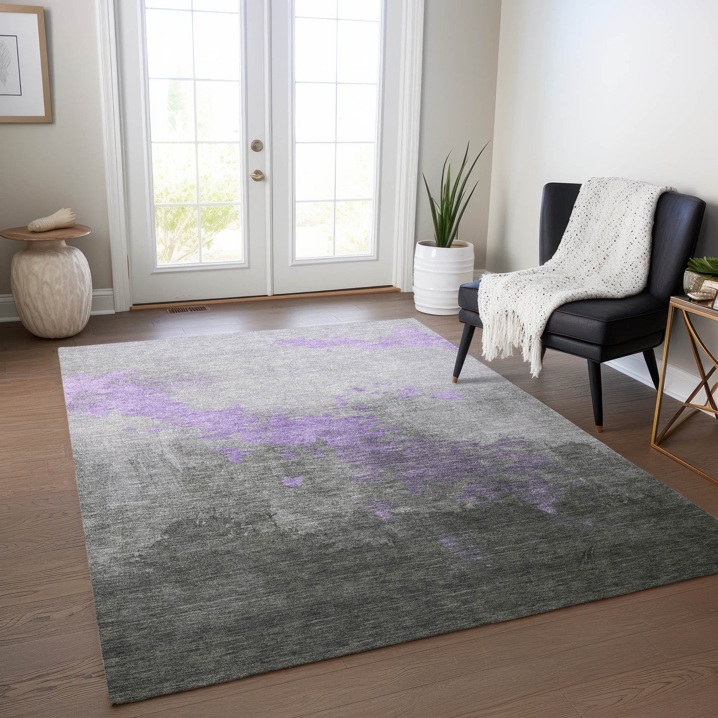Addison Rugs Chantille ACN1881LV 8 x 10 (ft) Loomed Lavender Rectangular Indoor/Outdoor Geometric Machine washable Pet Friendly Area rug