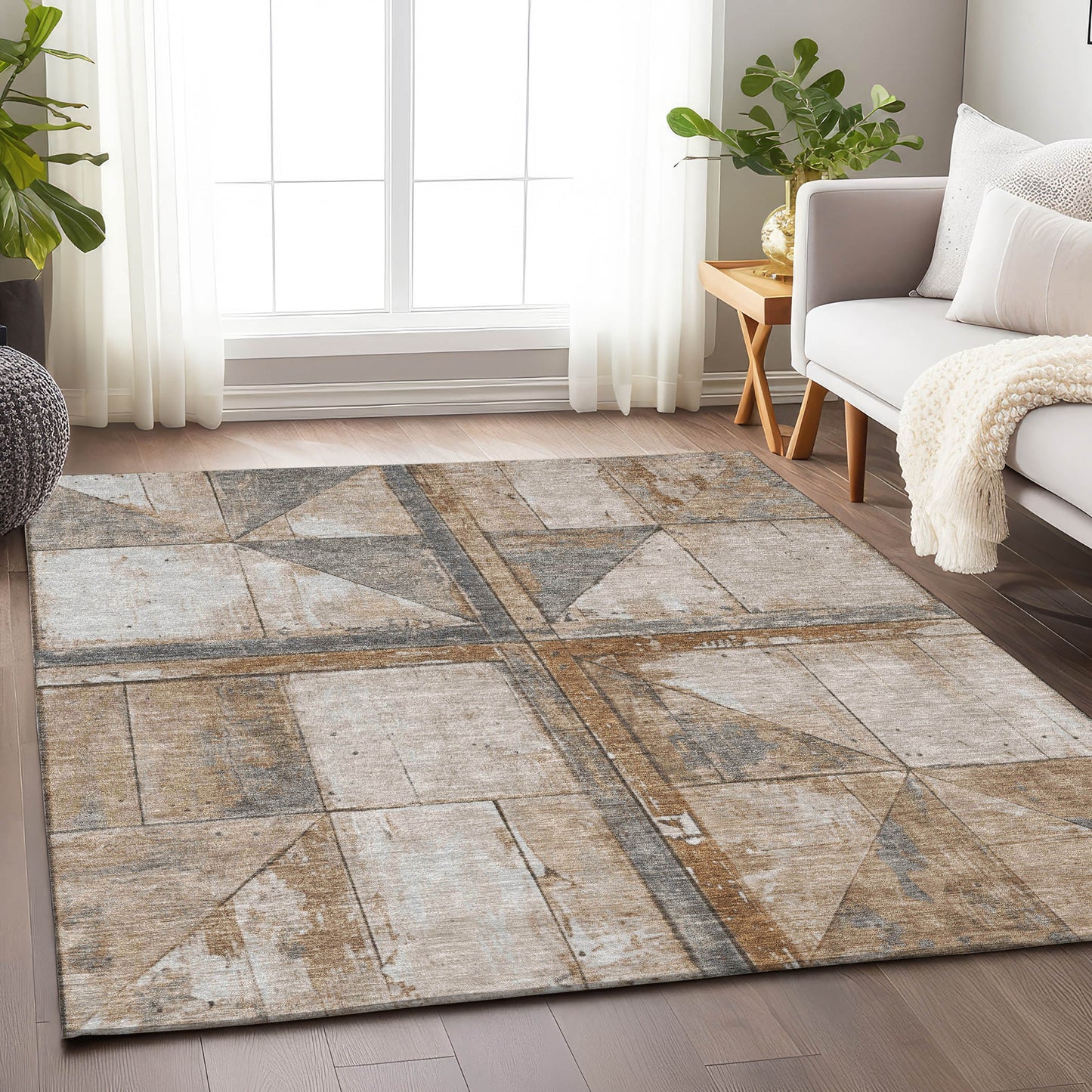 Addison Rugs Chantille ACN1876CP 8 x 10 (ft) Loomed Copper Rectangular Indoor/Outdoor Geometric Machine washable Pet Friendly Area rug