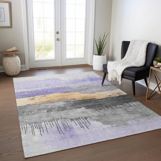 Addison Rugs Chantille ACN1880LV 8 x 10 (ft) Loomed Lavender Rectangular Indoor/Outdoor Geometric Machine washable Pet Friendly Area rug