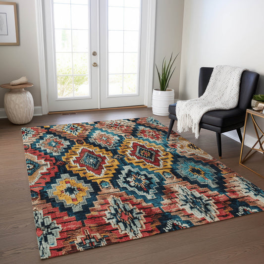 Addison Rugs Chantille ACN1891RU 9 x 12 (ft) Loomed Rust Rectangular Indoor/Outdoor Geometric Machine washable Pet Friendly Area rug