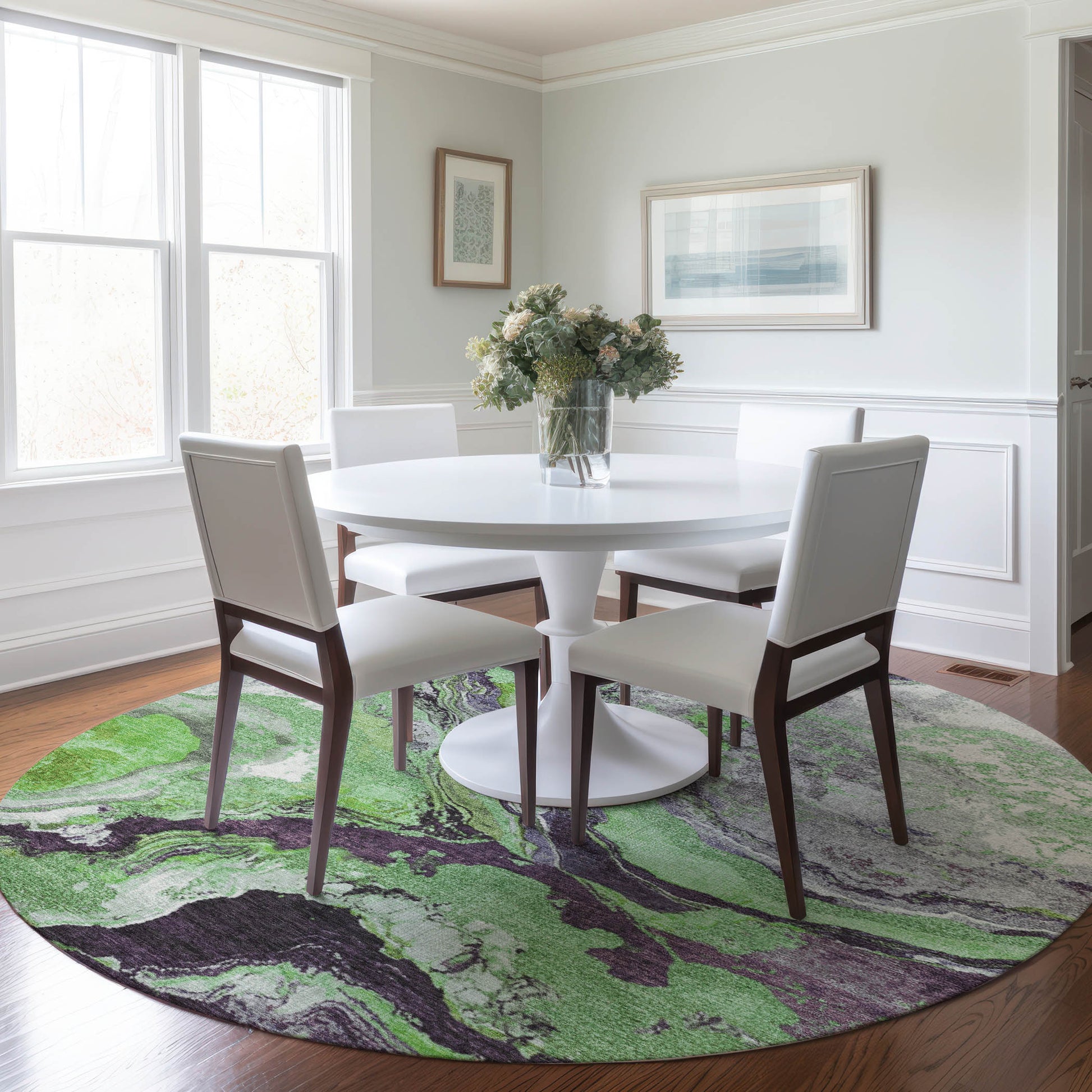 Addison Rugs Chantille ACN1908GE 8 x 8 (ft) Loomed Green Round Indoor/Outdoor Machine washable Pet Friendly Area rug