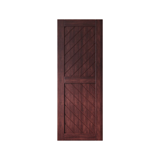 HOMACER 26-in x 80-in Red Mahogany Prefinished Non-standard Pine Wood Solid core Single Barn Door (Hardware Not Included)
