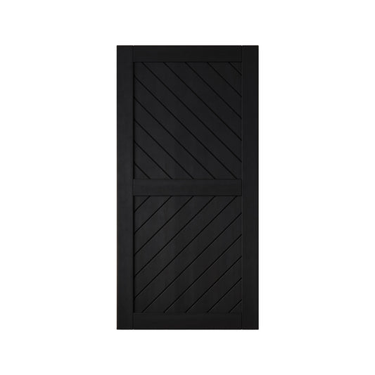 HOMACER 32-in x 80-in Black Prefinished Non-standard Pine Wood Solid core Single Barn Door (Hardware Not Included)