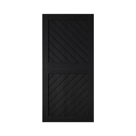 HOMACER 32-in x 84-in Black Prefinished Non-standard Pine Wood Solid core Single Barn Door (Hardware Not Included)