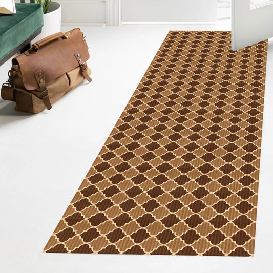 Playa Rug 3 x 50 (ft) Knotted Trellis-Beige Rectangular Indoor/Outdoor Trellis Pet Friendly Runner rug