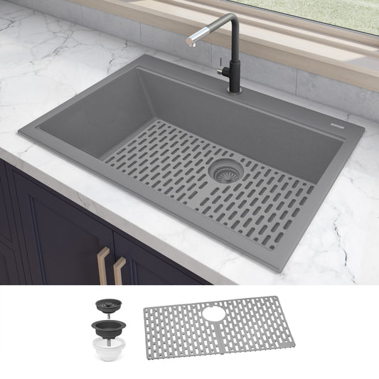 Ruvati epiGranite Drop-in 33-in x 22-in Composite Single bowl Kitchen Sink