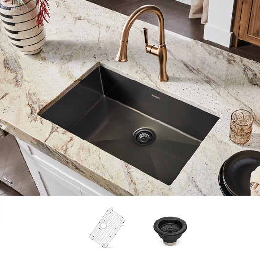 Ruvati Terraza Undermount 27-in x 25-in Stainless steel Single bowl 16 -Gauge Kitchen Sink