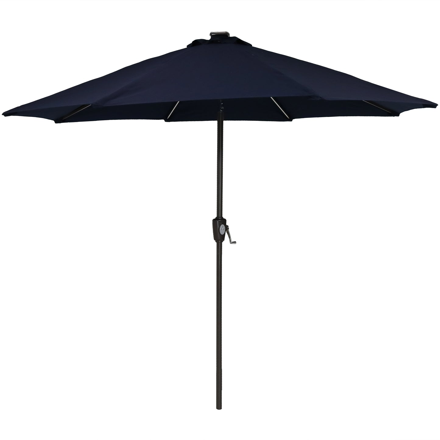 Sunnydaze Decor 8.5-ft Aluminum Navy Push-button Tilt Market Patio Umbrella with Lights
