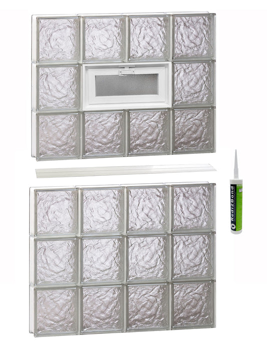 REDI2SET Ice Glass 31-in x 46-1/2-in Frameless Replacement Vented Glass Block Window