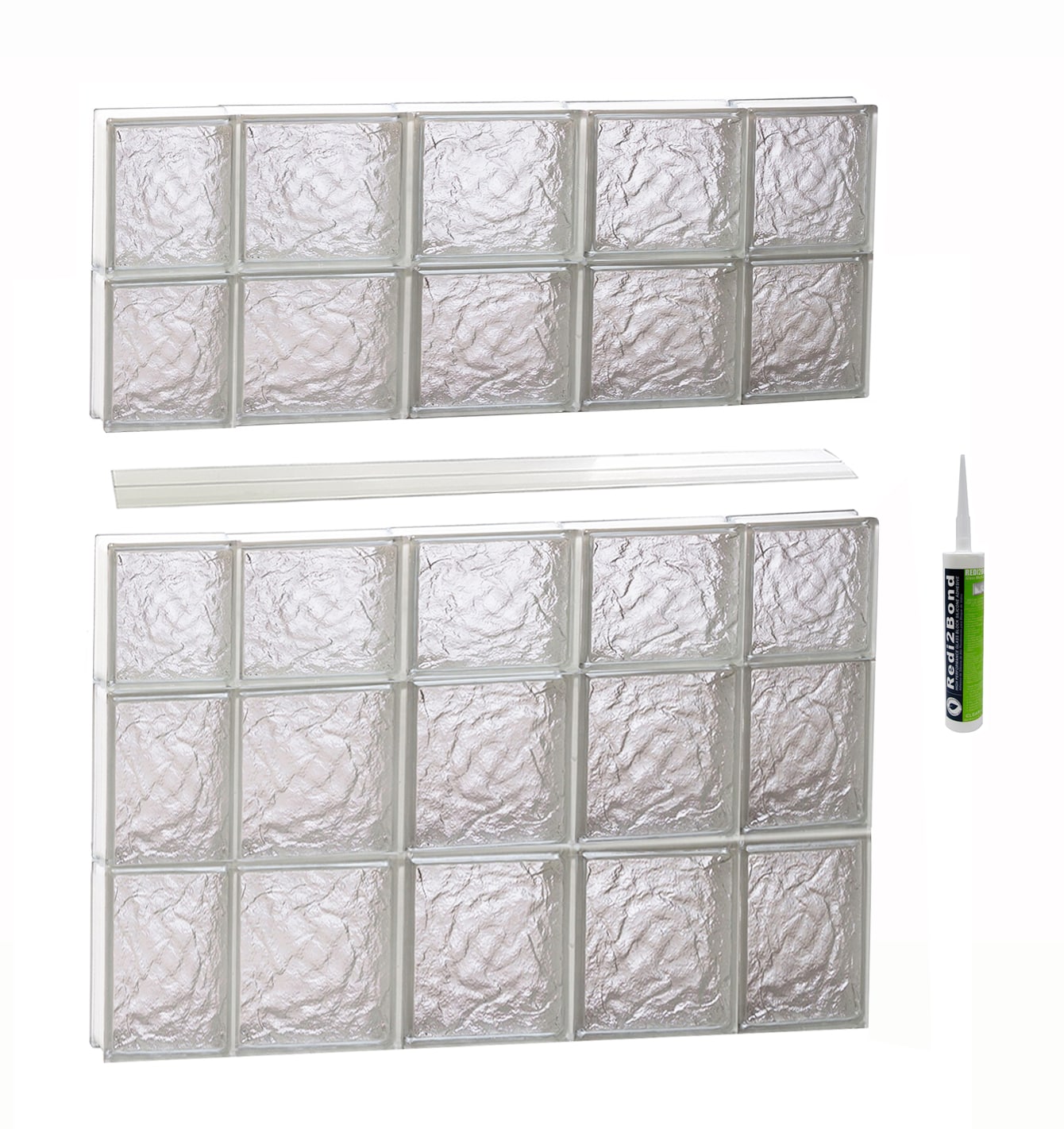 REDI2SET Ice Glass 34-3/4-in x 36-3/4-in Frameless Replacement Glass Block Window