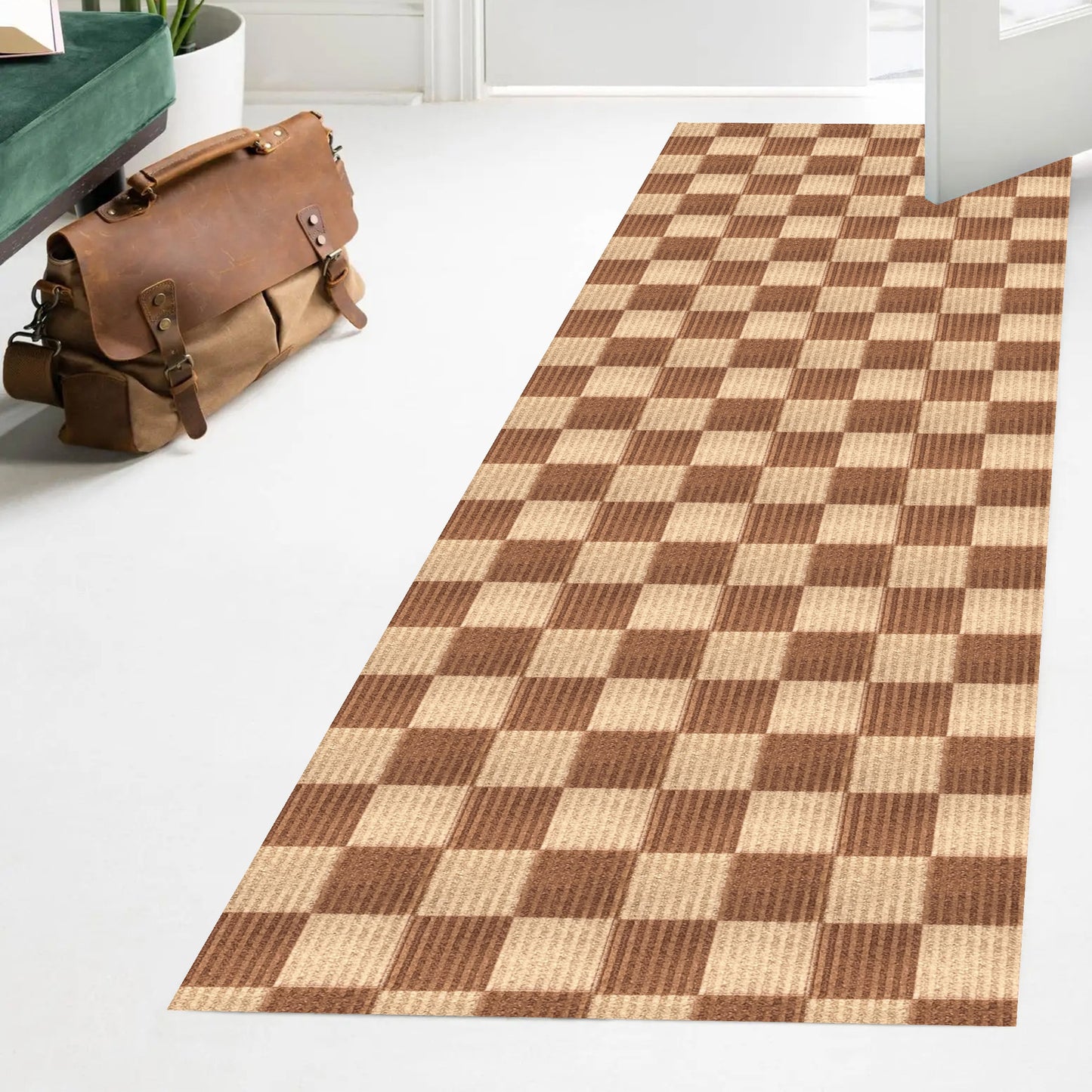 Playa Rug 2 x 37 (ft) Check-Beige Rectangular Indoor/Outdoor Geometric Pet Friendly Runner rug
