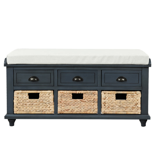 ZAKLOOP 6 -Drawers Antique Navy Wood Storage Storage drawer 21-Inches H x 15.4-Inches W x 21-Inches D