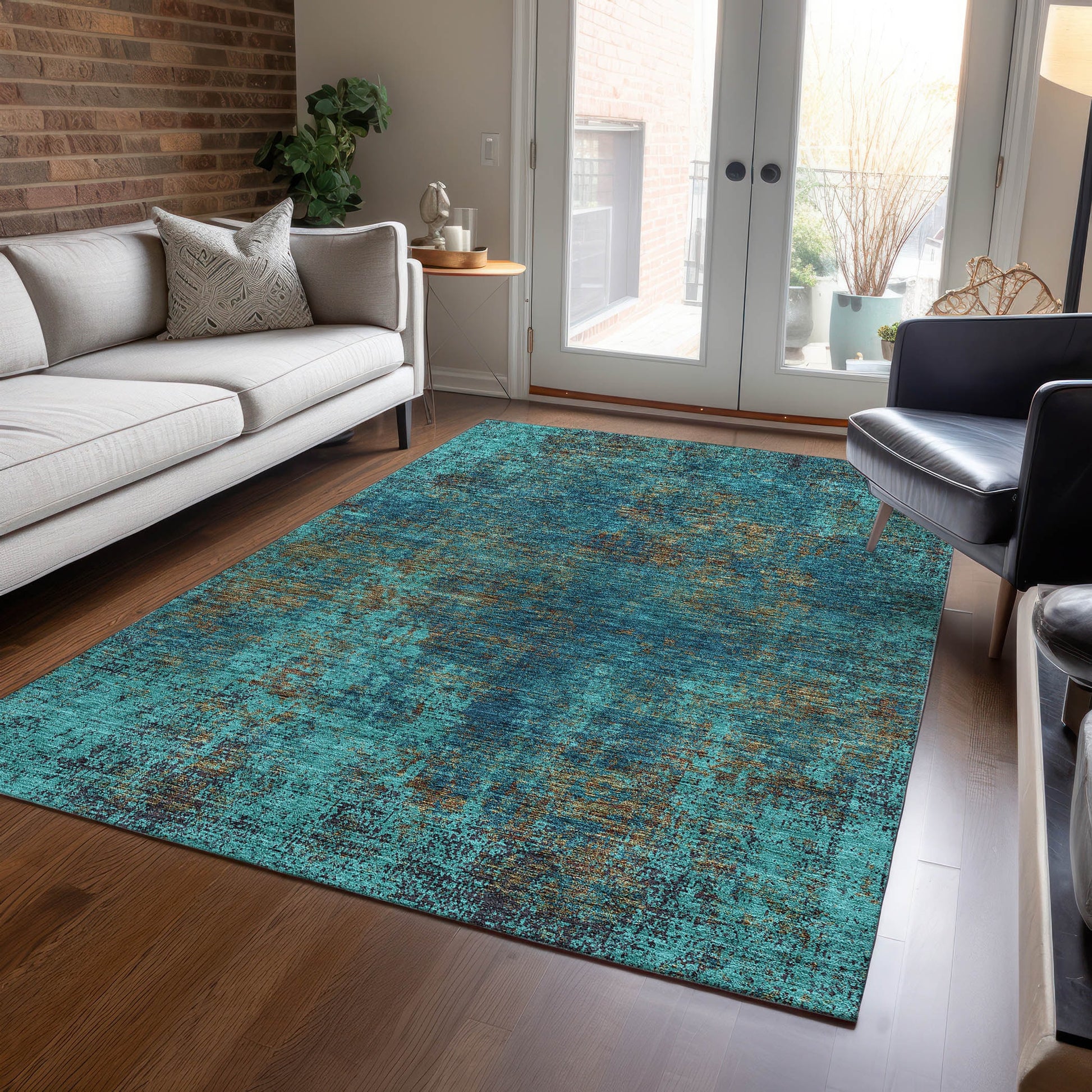 Addison Rugs Chantille ACN940TE 9 x 12 (ft) Loomed Teal Rectangular Indoor/Outdoor Machine washable Pet Friendly Area rug
