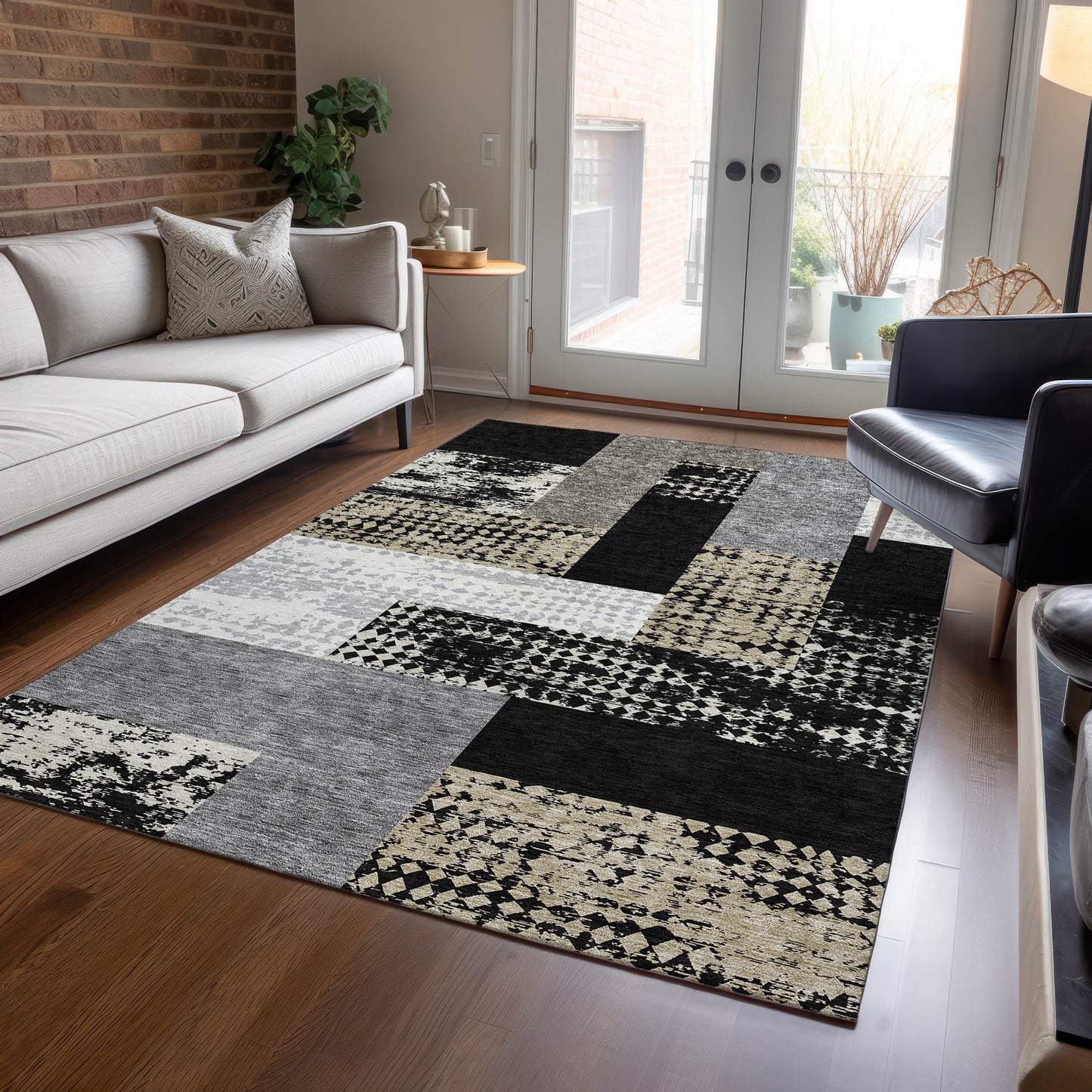 Addison Rugs Chantille ACN941BK 9 x 12 (ft) Loomed Black Rectangular Indoor/Outdoor Machine washable Pet Friendly Area rug