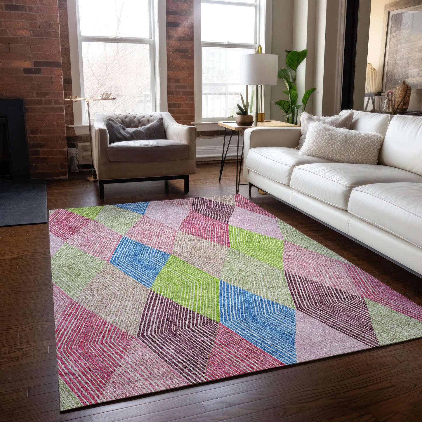 Addison Rugs Chantille ACN962PI 9 x 12 (ft) Loomed Pink Rectangular Indoor/Outdoor Machine washable Pet Friendly Area rug