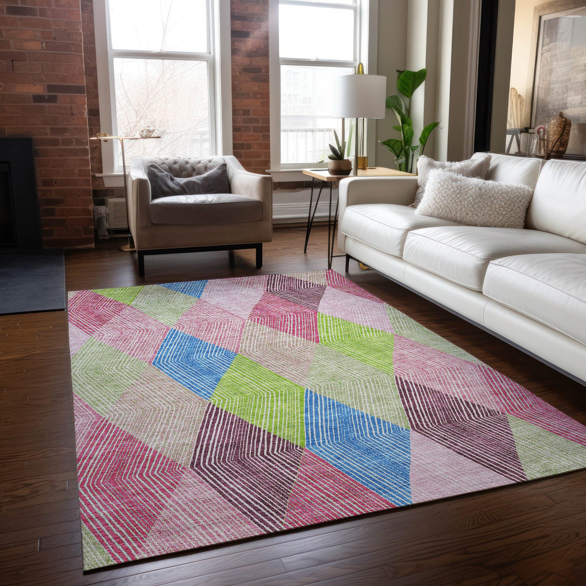 Addison Rugs Chantille ACN962PI 9 x 12 (ft) Loomed Pink Rectangular Indoor/Outdoor Machine washable Pet Friendly Area rug