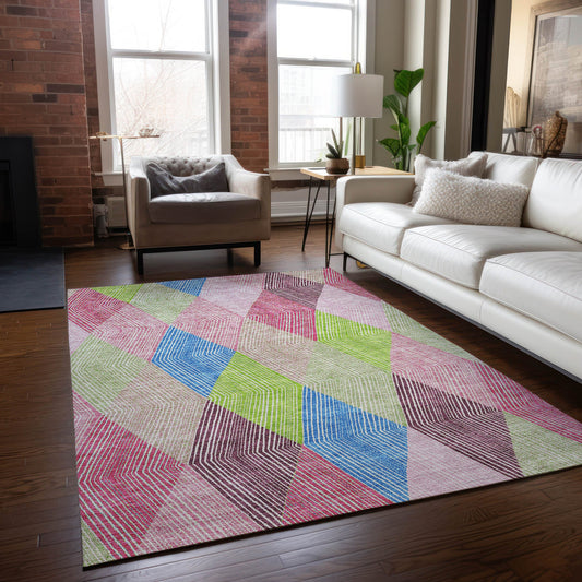 Addison Rugs Chantille ACN962PI 9 x 12 (ft) Loomed Pink Rectangular Indoor/Outdoor Machine washable Pet Friendly Area rug