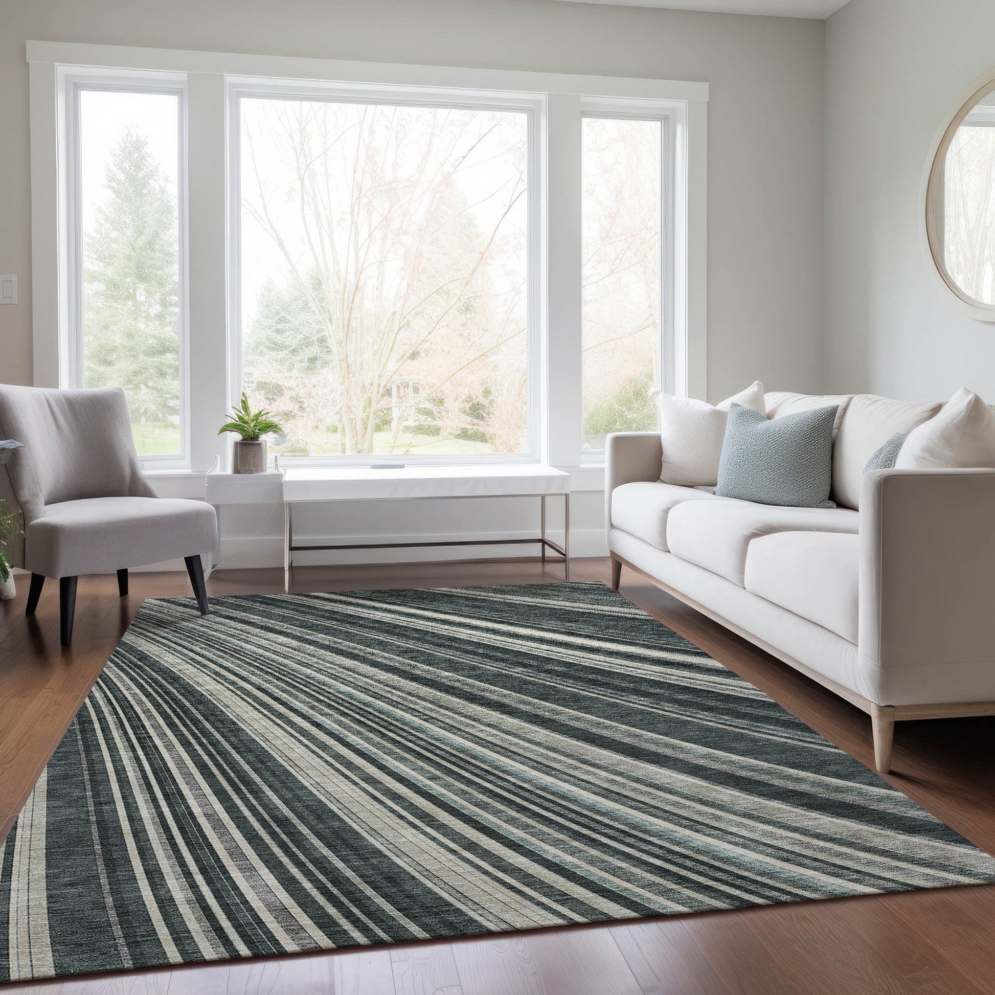 Addison Rugs Chantille ACN981BK 8 x 10 (ft) Loomed Black Rectangular Indoor/Outdoor Machine washable Pet Friendly Area rug