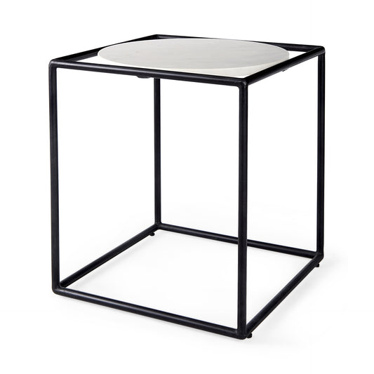 Mercana 20-in W x 22-in H Black Granite/Marble Round Farmhouse End Table