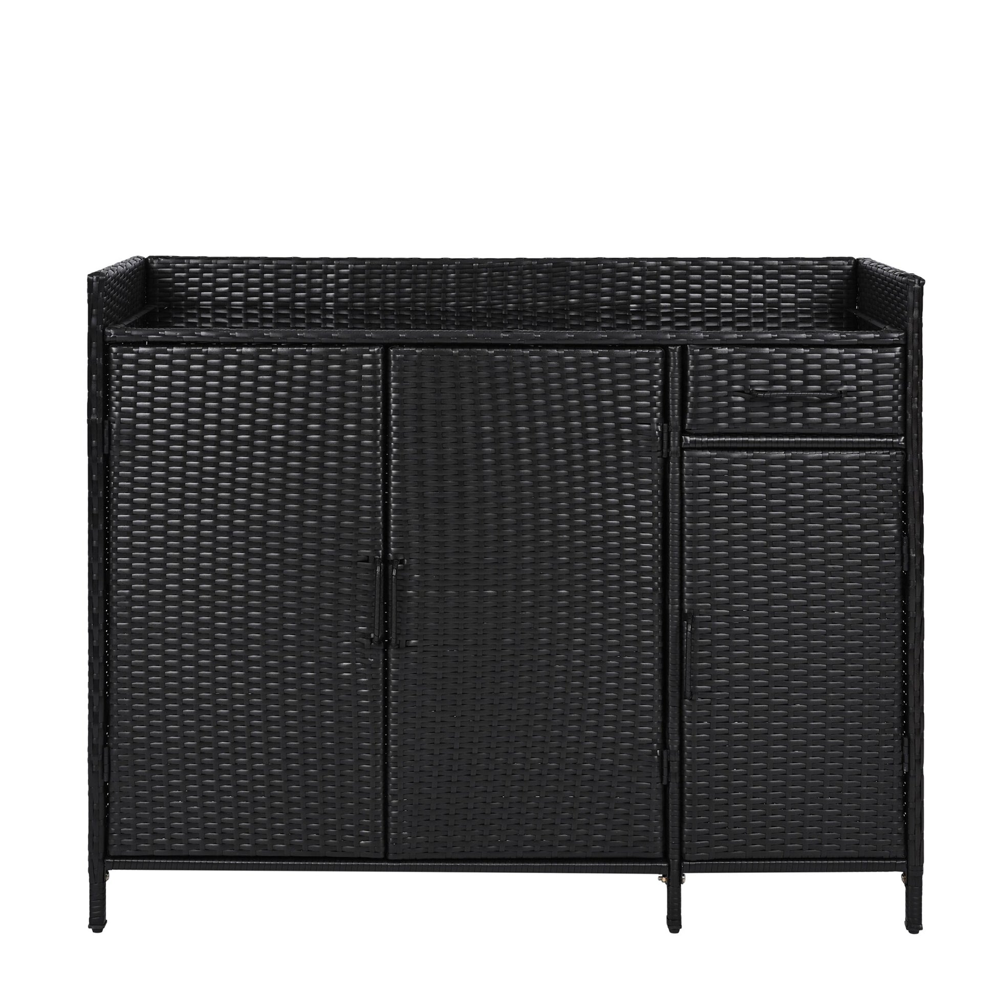 AHIOU HOME Alturas Black Wicker Outdoor Serving Cart