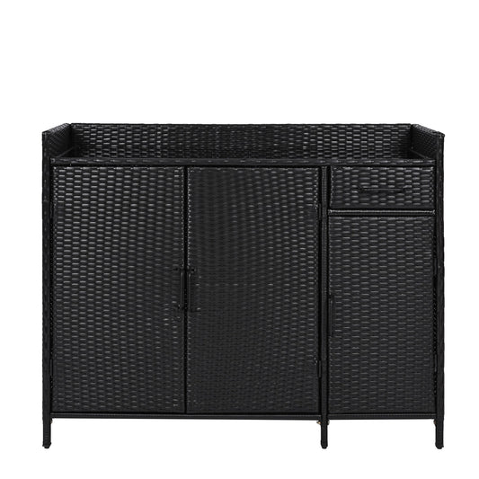 AHIOU HOME Alturas Black Wicker Outdoor Serving Cart