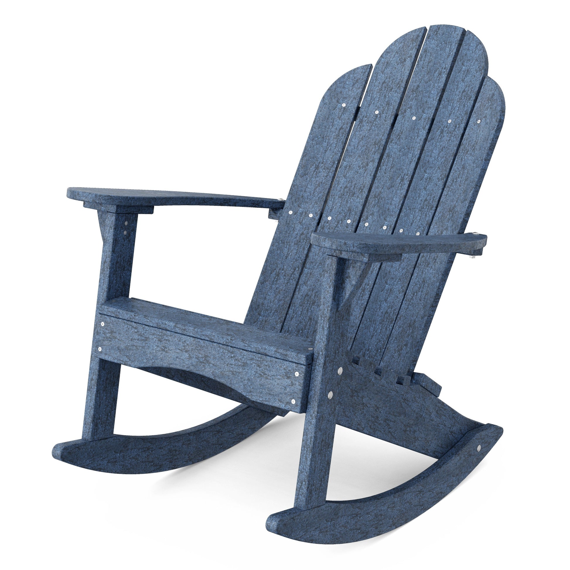 Wildridge Classic Adirondack Patriot Blue HDPE Frame Rocking Chair with Slat Seat