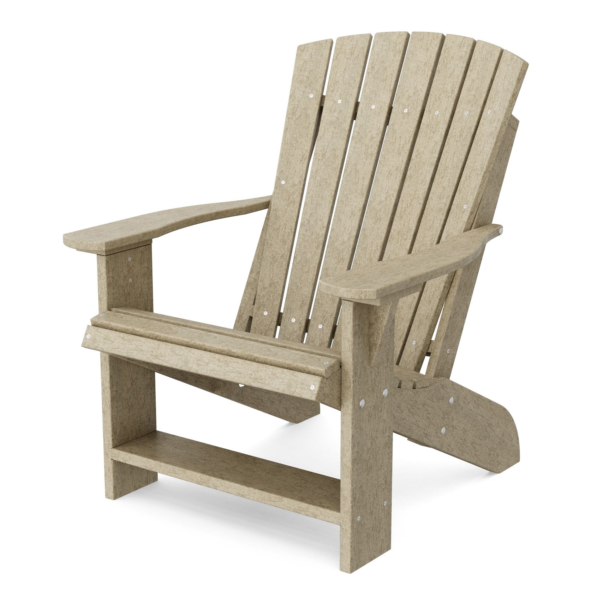 Wildridge Heritage Weathered Wood HDPE Frame Stationary Adirondack Chair with Slat Seat