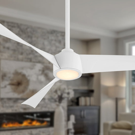 Minka Aire Pike 56-in Integrated LED Flat White with Flat White Blades Ceiling Fan With Light and Remote ( 3 -Blade )