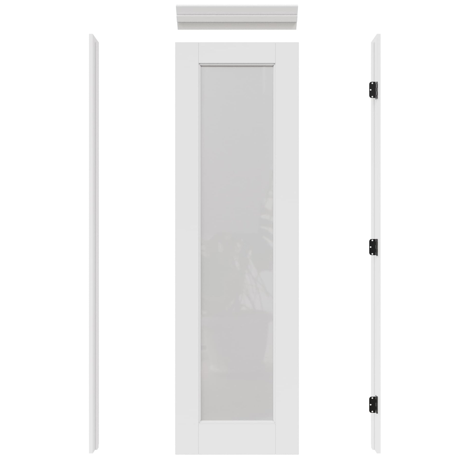 JUJUBON 24-in x 80-in White Quickly Assemble Jamb Solid core 1-panel Frosted glass Right hand Smooth Prefinished MDF Flat Jamb Single Prehung Interior Door