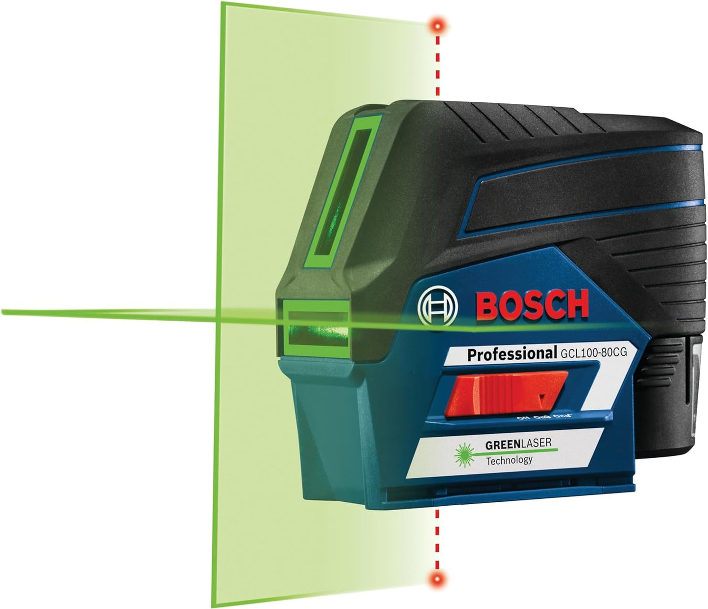 Bosch BOSCH GCL100-80CG 100 Ft 12V Max Connected Green-Beam Cross-Line Laser Includes 2.0 Ah 12V Lithium-Ion Battery + Charger Magnetic Rotating Mount Heavy-Duty Pouch Hard Carrying Case + Accessories