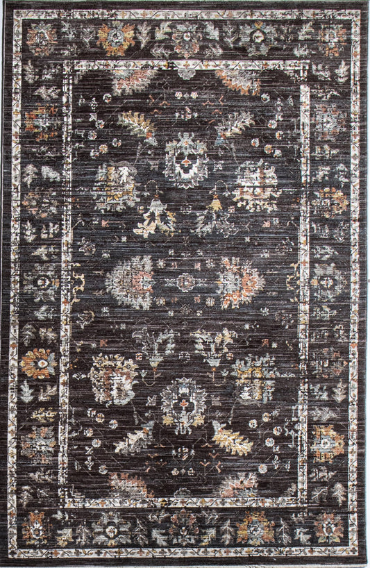Bashian Legacy 8 x 10 (ft) Charcoal Rectangular Indoor Floral/Botanical Area rug