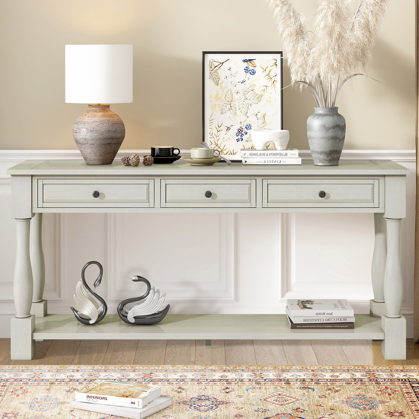 Bella Depot Midcentury Wood Painted 63-in W x 30-in H Console table with Drawers