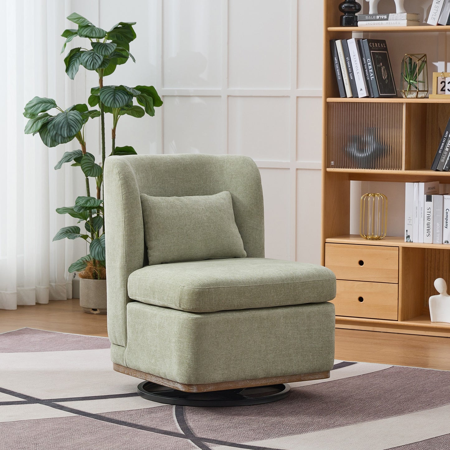 Aortzio Casual pale green Chenille Swivel Accent Chair