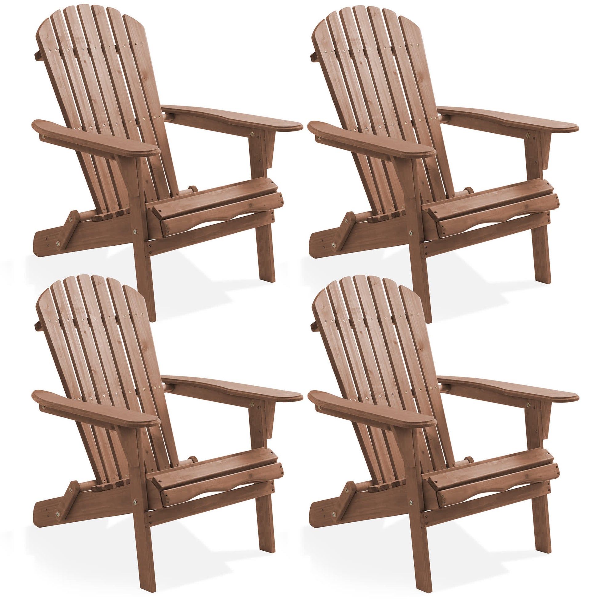 Casafield Set of 4 Folding Wooden Adirondack Chairs- Espresso