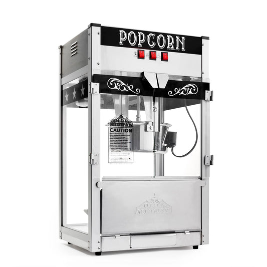 Olde Midway Commercial Popcorn Machine Maker Popper - Black - Large 12-oz Kettle