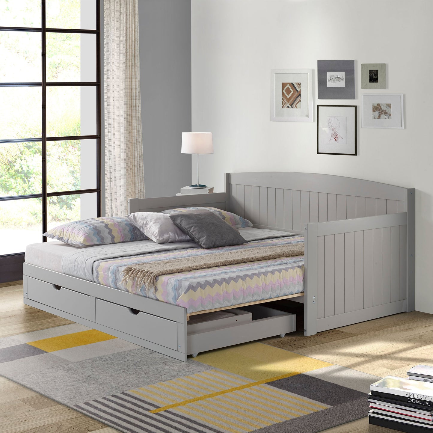 Alaterre Furniture Twin Gray Wood Daybed with Headboard