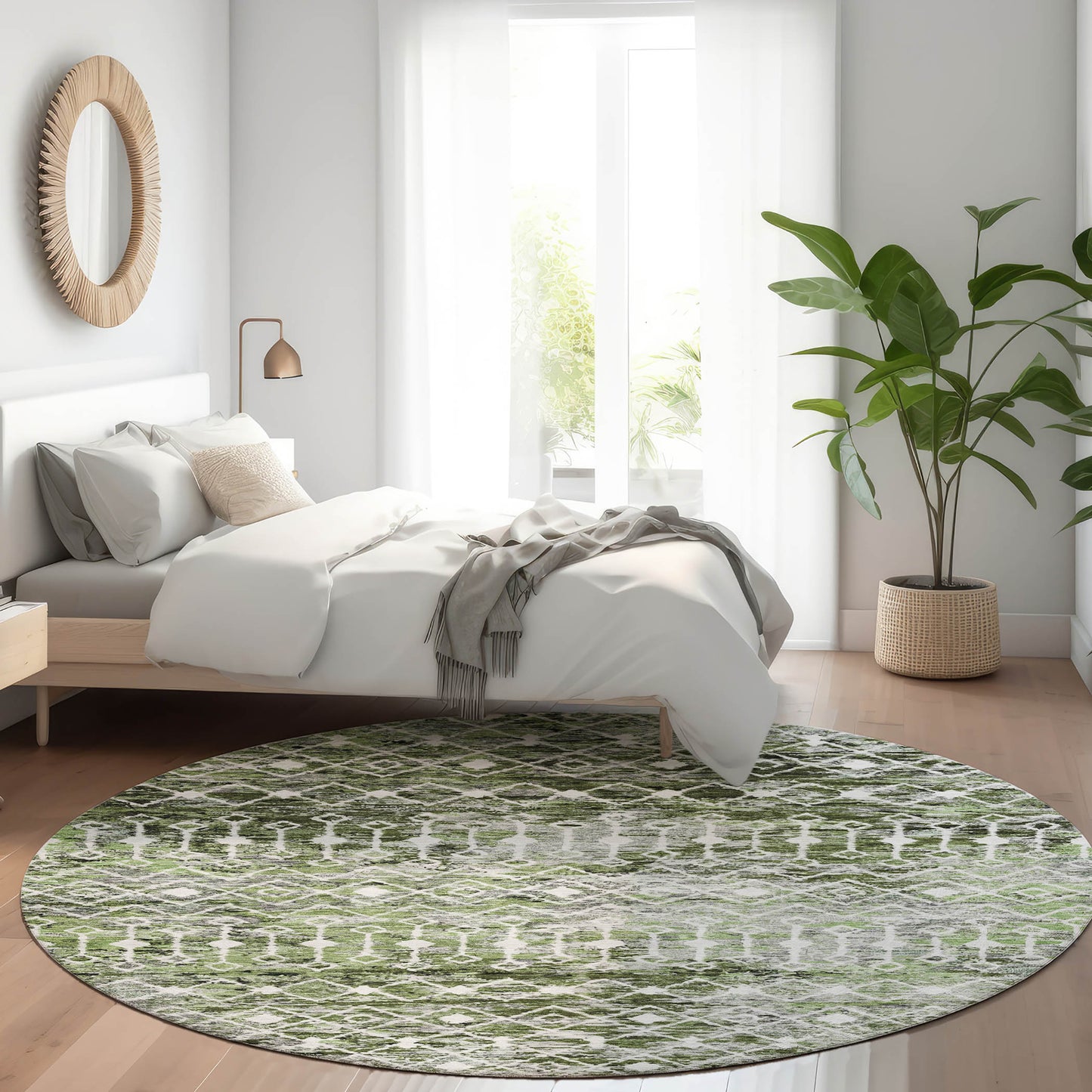 Addison Rugs Chantille ACN1638OL 8 x 8 (ft) Loomed Olive Round Indoor/Outdoor Machine washable Pet Friendly Area rug