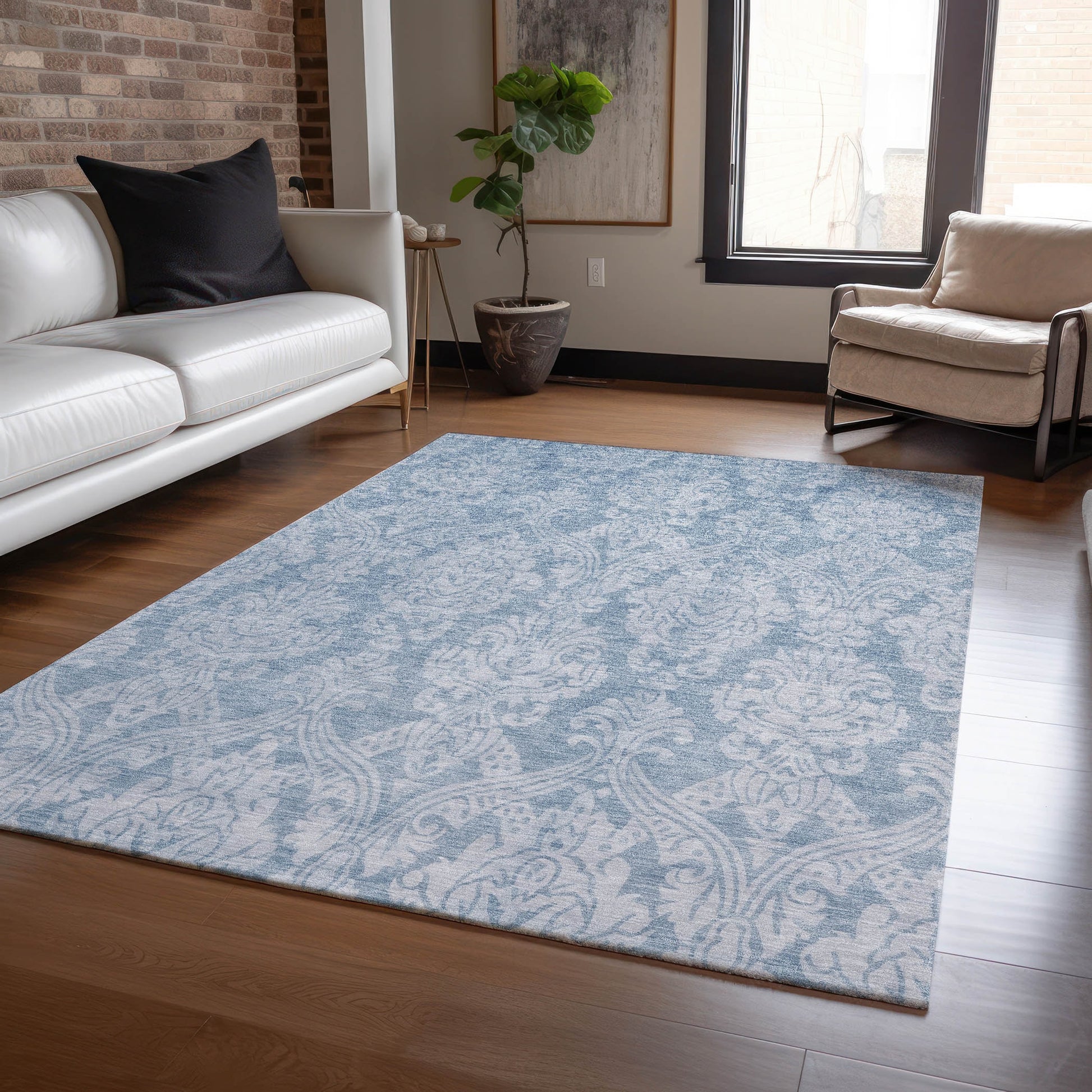 Addison Rugs Chantille ACN1659BU 9 x 12 (ft) Loomed Blue Rectangular Indoor/Outdoor Machine washable Pet Friendly Area rug