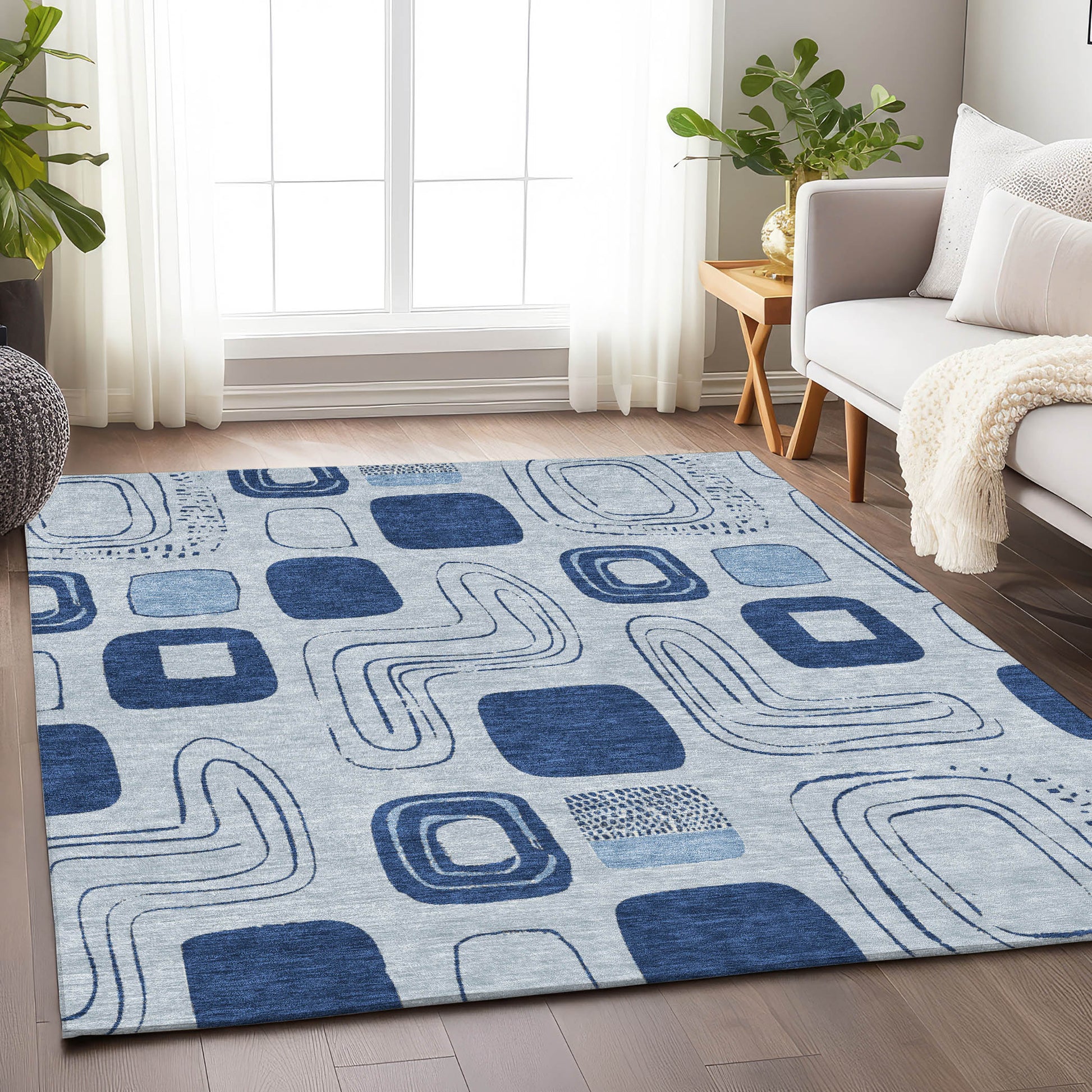 Addison Rugs Chantille ACN1670BU 8 x 10 (ft) Loomed Blue Rectangular Indoor/Outdoor Machine washable Pet Friendly Area rug