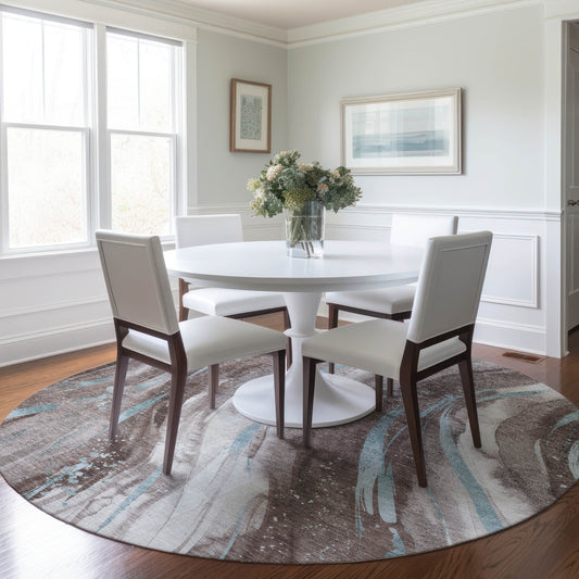 Addison Rugs Chantille ACN1676TP 8 x 8 (ft) Loomed Taupe Round Indoor/Outdoor Machine washable Pet Friendly Area rug