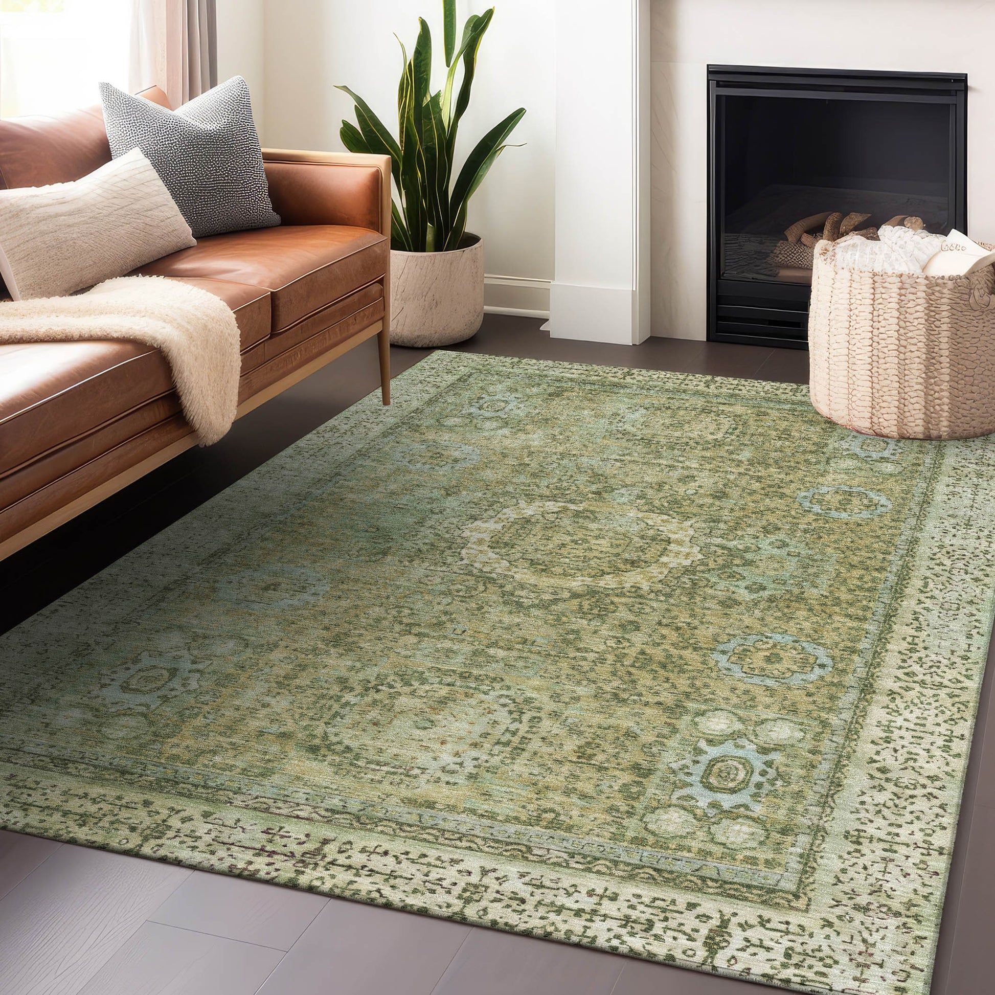 Addison Rugs Chantille ACN1740SA 9 x 12 (ft) Loomed Sage Rectangular Indoor/Outdoor Machine washable Pet Friendly Area rug