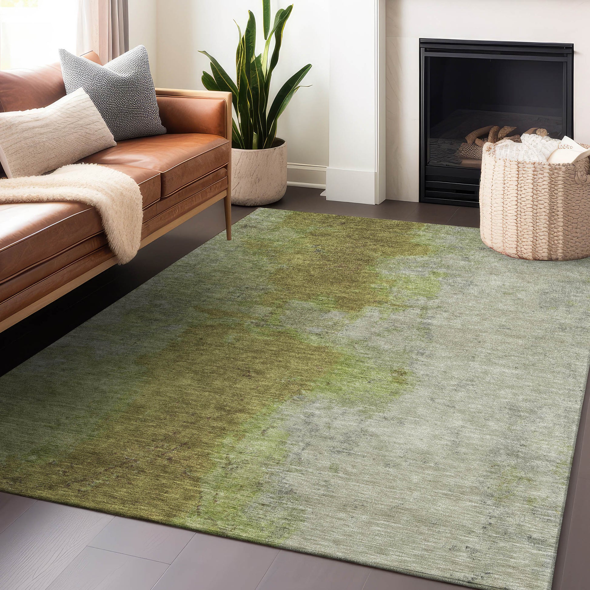 Addison Rugs Chantille ACN1741OL 9 x 12 (ft) Loomed Olive Rectangular Indoor/Outdoor Machine washable Pet Friendly Area rug
