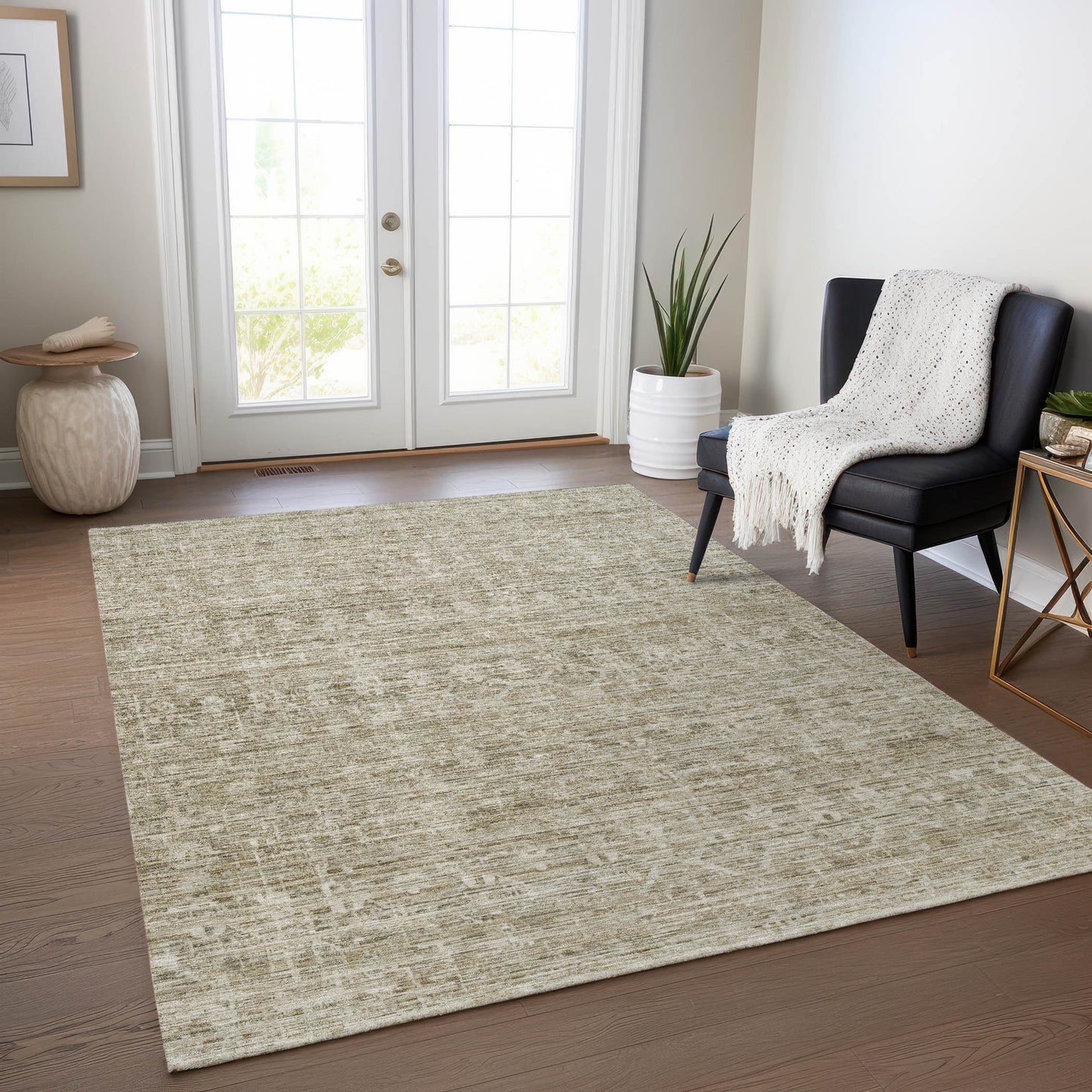 Addison Rugs Chantille ACN1746TP 9 x 12 (ft) Loomed Taupe Rectangular Indoor/Outdoor Machine washable Pet Friendly Area rug