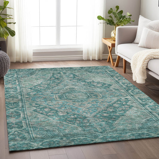 Addison Rugs Chantille ACN1761TE 8 x 10 (ft) Loomed Teal Rectangular Indoor/Outdoor Machine washable Pet Friendly Area rug