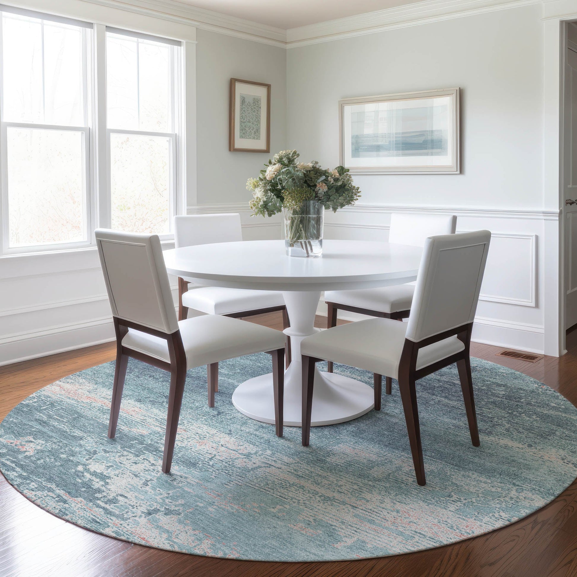 Addison Rugs Chantille ACN1778TE 8 x 8 (ft) Loomed Teal Round Indoor/Outdoor Machine washable Pet Friendly Area rug