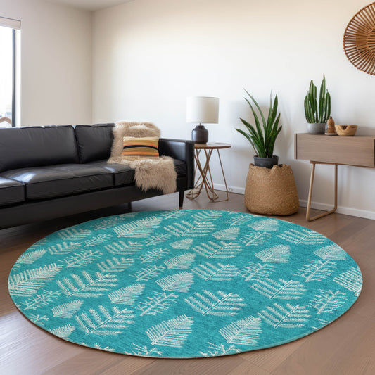 Addison Rugs Chantille ACN1813TE 8 x 8 (ft) Loomed Teal Round Indoor/Outdoor Machine washable Pet Friendly Area rug